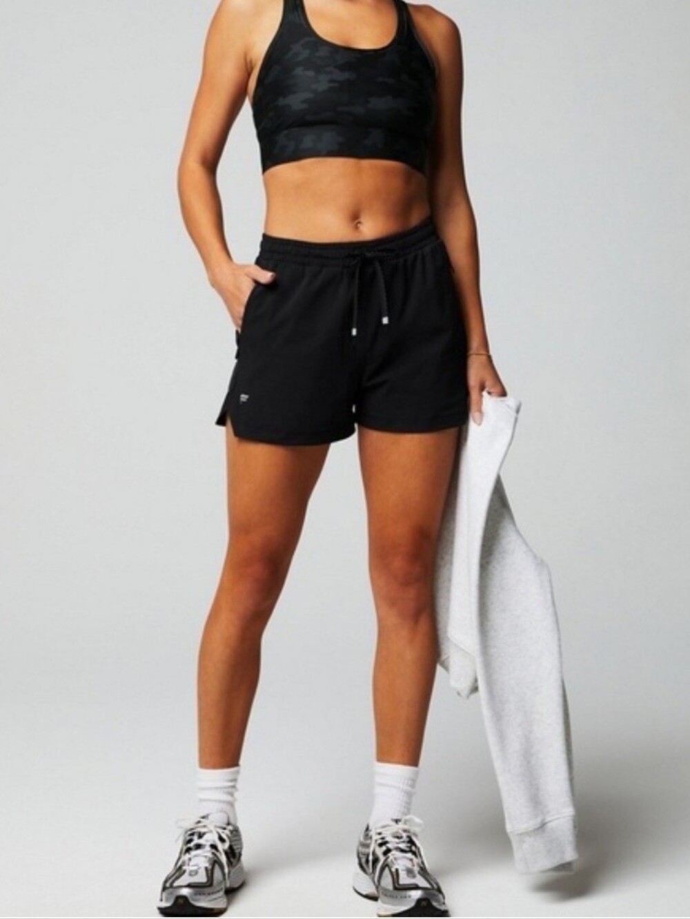 Fabletics The One Short 3" Black Athletic Shorts Running Workout Pull On Gym L
